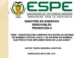 MAESTRA EN ENERGAS RENOVABLES PROMOCIN II TEMA INVESTIGACIN