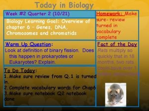 Today in Biology Homework Make Biology Learning Goal