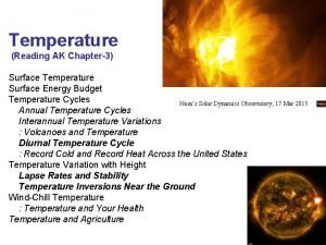 Temperature Reading AK Chapter3 Surface Temperature Surface Energy