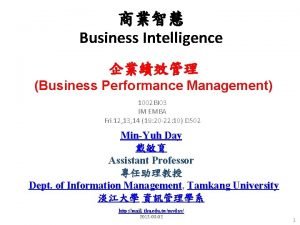 Business intelligence and performance management