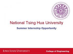 National Tsing Hua University Summer Internship Opportunity TAIWAN