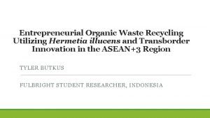 Entrepreneurial Organic Waste Recycling Utilizing Hermetia illucens and