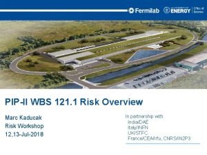 PIPII WBS 121 1 Risk Overview Marc Kaducak