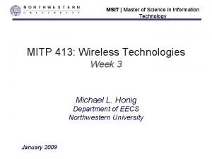 MSIT Master of Science in Information Technology MITP