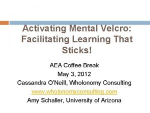 Activating Mental Velcro Facilitating Learning That Sticks AEA