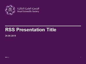 RSS Presentation Title 24 04 2019 www rss