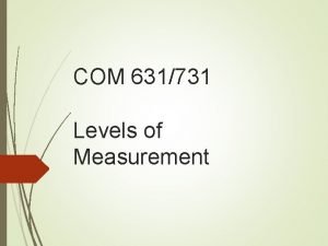 COM 631731 Levels of Measurement Variable vs Attribute