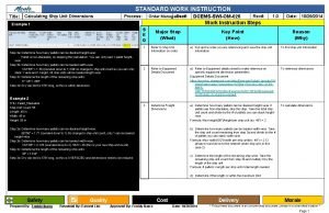 Standard work instruction sheet