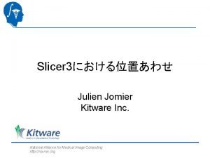Slicer 3 Julien Jomier Kitware Inc National Alliance