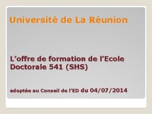 Universit de La Runion Loffre de formation de