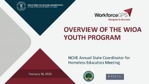 OVERVIEW OF THE WIOA YOUTH PROGRAM NCHE Annual