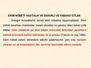 EKM NBET HASTALIK VE ZARARLI VE YABANCI OTLAR