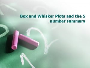 Box and Whisker Plots and the 5 number