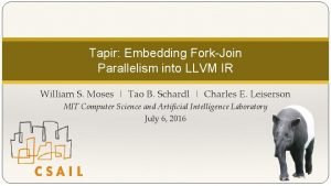 Tapir Embedding ForkJoin Parallelism into LLVM IR William