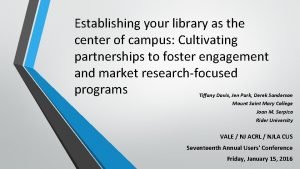 Establishing your library as the center of campus