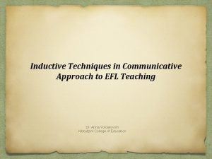Inductive Techniques in Communicative Approach to EFL Teaching