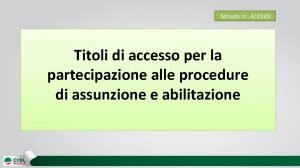 Scheda nr 42020 Titoli di accesso per la