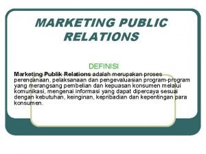 Marketing sektor publik Marketing sektor publik