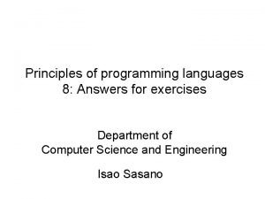 Principles of programming languages 8 Answers for exercises