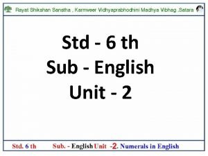 Std 6 english unit 2