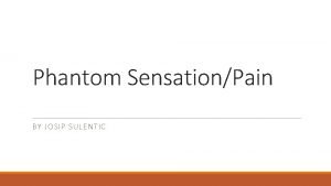 Phantom SensationPain BY JOSIP SULENTIC Pain theory Phantom