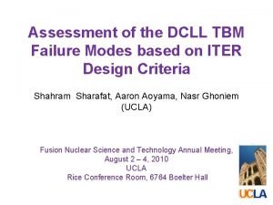 Assessment of the DCLL TBM Failure Modes based
