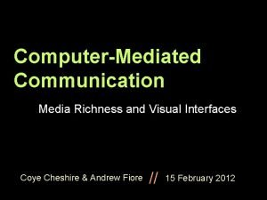 ComputerMediated Communication Media Richness and Visual Interfaces Coye