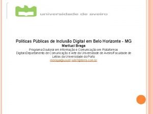 Polticas Pblicas de Incluso Digital em Belo Horizonte