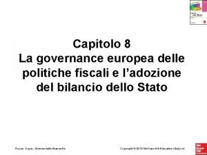 Capitolo 8 La governance europea delle politiche fiscali