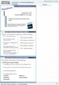 SWE 516 Software Design Lecture 4 Good Software