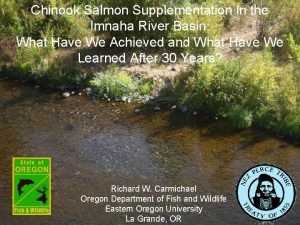 Chinook Salmon Supplementation in the Imnaha River Basin