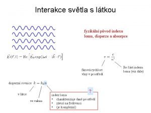 Interakce svtla s ltkou fyzikln pvod indexu lomu