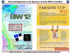 Acknowledgments to the Sponsor and the BIW Committee