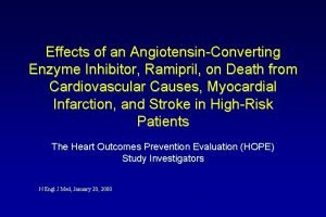 Effects of an AngiotensinConverting Enzyme Inhibitor Ramipril on