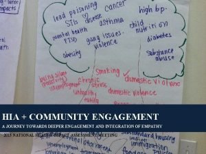 HIA COMMUNITY ENGAGEMENT A JOURNEY TOWARDS DEEPER ENGAGEMENT