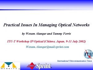 Practical Issues In Managing Optical Networks by Wesam
