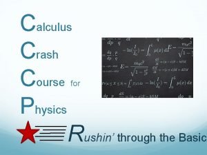 Calculus crash course