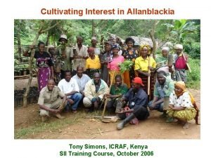 Cultivating Interest in Allanblackia Tony Simons ICRAF Kenya