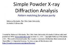 Simple Powder Xray Diffraction Analysis Pattern matching for