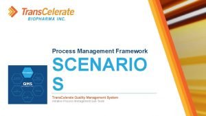 Process Management Framework SCENARIO S Trans Celerate Quality