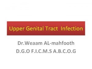 Upper Genital Tract Infection Dr Weaam ALmahfooth D