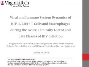 Viral and Immune System Dynamics of HIV1 CD