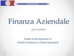 Corsi di Laurea Triennali Finanza Aziendale prof Luca