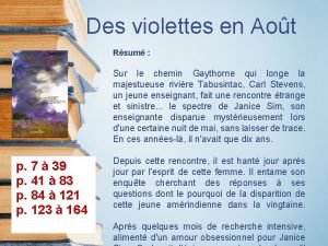 Des violettes en Aot Rsum Sur le chemin