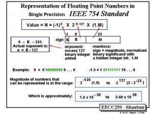Representation of Floating Point Numbers in Single Precision