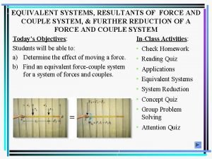 Force couple system examples Force couple system examples