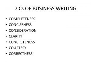 Conciseness examples in 7cs