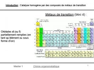 Introduction Catalyse homogne par des composs de mtaux