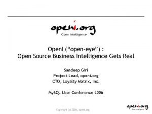 Open I openeye Open Source Business Intelligence Gets