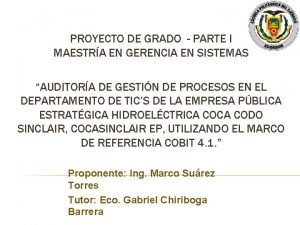 PROYECTO DE GRADO PARTE I MAESTRA EN GERENCIA